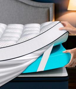 Panyu Dual Layer 4-Inch Gel Memory Foam Mattress Topper, King, Medium Support