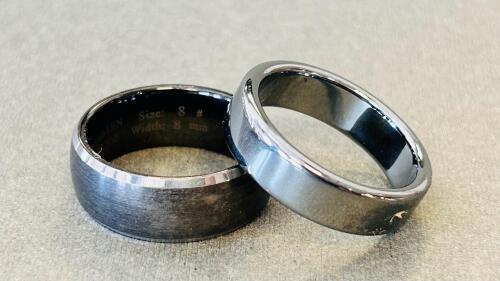Tungsten Carbide Rings (DSF), Size 8, 8MM Width, Brushed & Polished, Engraved Inscription Other Ring Size 9