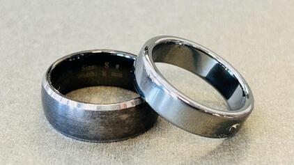 Tungsten Carbide Rings (DSF), Size 8, 8MM Width, Brushed & Polished, Engraved Inscription Other Ring Size 9