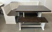 Farmhouse Style Kitchen Corner Dining Nook Set With Rectangular Table And L-Shaped Bench