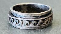 Men's Spinner And Non-Spinner Metal Rings Set (4 Pieces, Various Patterns, US Size ~9-12) - 5