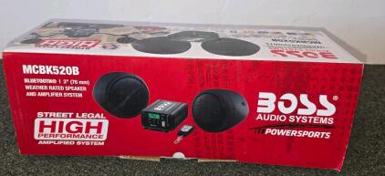 Boss MCBK520B Bluetooth 3" Weatherproof Speakers, 600W Amp, Remote, Clamp Mount, PowerSports