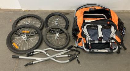 Via Velo Maverick 400 Series Bike Trailer/Stroller, 2-Child Capacity, 100 lbs Limit, 16" Wheels