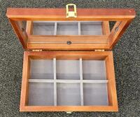 Assorted Costume Jewelry & Military Buttons Collection in Wooden Display Case - 4
