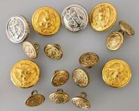 Assorted Costume Jewelry & Military Buttons Collection in Wooden Display Case - 5