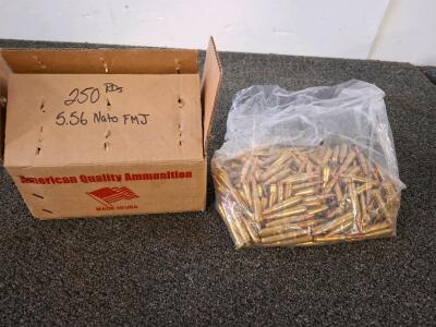 American Quality Ammunition 5.56 NATO 55gr FMJ, Brass Case, 250 Rounds, Boxer-Primed, USA