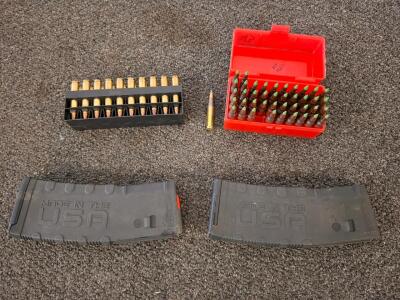 .223 Rem Match & 5.56mm Rifle Ammo (77gr/Green Tip) with 2x 30rd Polymer Mags &ndash; Winchester/Atomic/LC