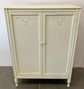 Vintage Wooden Wardrobe / Armoire with Painted Finish and Carved Detailing
