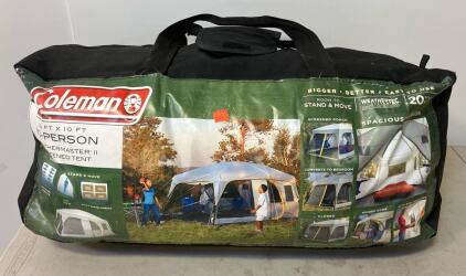 Coleman Weathermaster II 10-Person Tent, 16x10 ft, Screened Porch, Hinged Door, WeatherTec