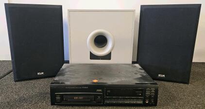 KLH 900B Speakers, E10 100W Subwoofer, Pioneer PD-M603 6-Disc CD Player (tested, works) Audio Set (J)