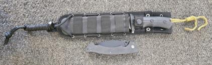 1 Black Fixed Blade and 1 Large Folder Knife