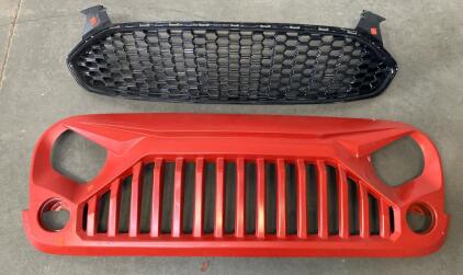 Red Jeep Wrangler JL 2018-2023 OEM Front Grille, Genuine Mopar, Gloss Red, ABS Plastic & Black Plastic Grill