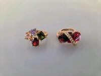 Bold Multicolor Statement Fashion Rings, Rose Gold-Tone, Mixed Gemstone Shapes, Modern Design