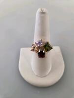 Bold Multicolor Statement Fashion Rings, Rose Gold-Tone, Mixed Gemstone Shapes, Modern Design - 2