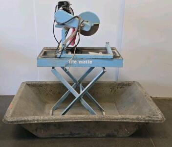 Tilematic Wet Tile Saw System with Stand and Water Catch Basin, 10" Blade, 1.5 HP Motor