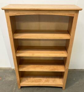 Solid Wood 4-Shelf Bookcase, Natural Finish, Approx. Fixed Shelves, PW-206