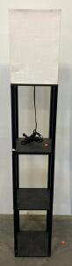 Black Shelf Floor Lamp with 3 Shelves, White Fabric Shade, 63&rdquo; Height, Power Cord Included