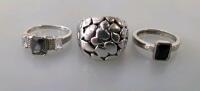 Silver Toned Fashion Rings Set &ndash; Gemstone Accents & Patterned Wide Band &ndash; Modern Designs