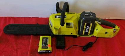 Ryobi RY40503 40V Brushless 14" Chainsaw, 4.0Ah Battery, Charger, UL, Serial EU21111N230552