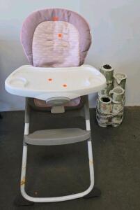 Ingenuity High Chair, Pink/Grey, Removable Tray, 50 lb Capacity