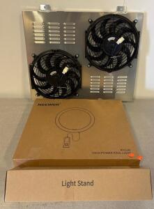 Dual 12" 90W 12V Electric Cooling Fans with Aluminum Shroud, Mount Hardware, 3400 CFM Output