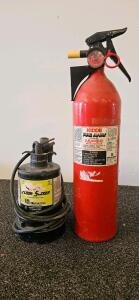 Kidde Fire Away 2-A:40-B:C Dry Chemical Fire Extinguisher, 6 lb, Coast Guard Approved EB-804096. Floor Sucker submersible utility pump Hilo Industries 120V AC 60HZ (tested, works)