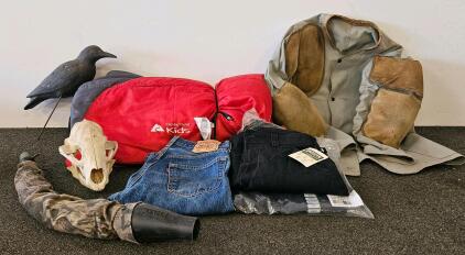 Duluth Trading Co. Fire Hose Flex Pants 30x32 Black, Levi&rsquo;s 501 Jeans 32x36, Heavy Duty Jacket, Ozark Trail Kids Sleeping Bag