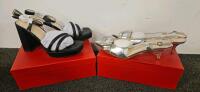 Cervigado Silver Rhinestone Slingback Pumps Size 8.5 & Black Platform Heels Size 9, New in Box