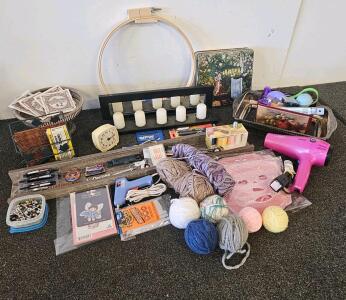 Mixed Vintage Craft & Sewing Notions, Tools, Decor, Home Goods Assortment (electronics tested and work)