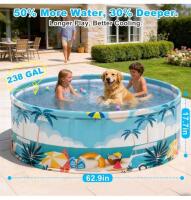 Amazon Lot: MAXVINI 62.9" Foldable Pool, 238 Gallons, Non-Inflatable, Portable for Kids & Pets & Light Fixture - 5