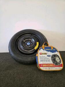 Les Schwab Quick Fit Sport LT Tire Chains Diamond Pattern for SUV/Light Truck with Case & Spare tire T145/80D17 107M