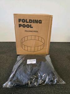 MAXVINI 62.9" Foldable Pool, 238 Gallons, Hard Plastic, Blue with Beach Design & Pet Play Pen