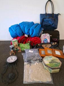 Lot of 4 Sleeping Bags, Disney Stitch Backpack, Decorative Wall Clock, Totes & Collectibles