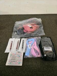 Mixed Lot: RoadsportX XXL Gloves, Wide-Brim Hat, Motivational Pens, Pilates Bands