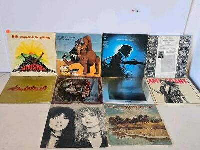 Lot of 10 Vintage LP Vinyl Albums: Bob Marley, Fleetwood Mac, Johnny Cash, Heart, Soundtrack