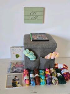 Knitting & Crochet Supply Kit Bundle: DARUMA Pattern Book 3, Big Twist Flourish Yarn, Beginner's Knit Kit, Gray Ottoman