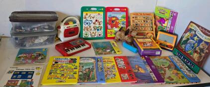 Vintage Golden Sound Story Books Lot, Disney, Barney, Toys, LEGO Bins, Playskool Player