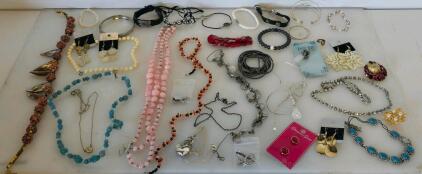 Large Mixed Costume Jewelry Lot &ndash; 37 Pieces, Bracelets, Necklaces, Earrings, Brooches, Multicolor
