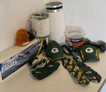HobbyZone RC Float Set, Air Purifier, Packers & NFL Apparel, Screws, Beacon, Dumbbell Lot