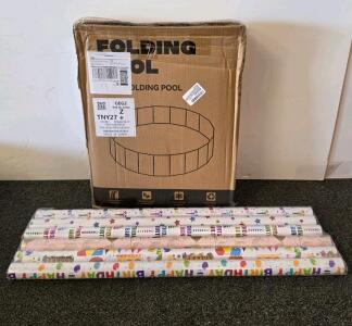Folding Pet/Kiddie Pool, PVC, 47"x12" Est., Foldable, Box Damaged, Birthday Wrapping Papper