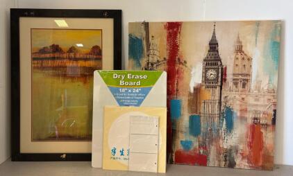 Large Framed Abstract Art, London Canvas Print, 18"x24" Whiteboard, Pioneer Photo Refills