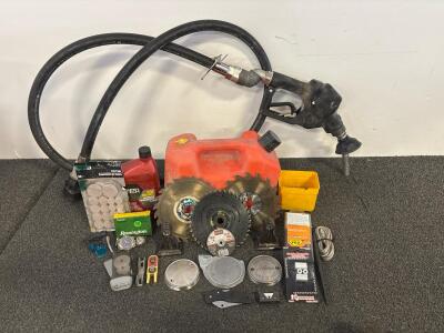 Continental FLEXSTEEL Fuel Transfer Hose w/ Automatic Nozzle, 5 gal Gas Can & Workshop Lot