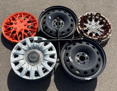 Fiat 500 Steel Wheels 15x6 Offset 36.5 with OEM/Aftermarket Hubcaps & 21mm Lug Wrench