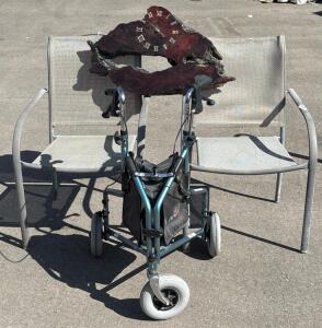 NOVA 3-Wheel Rollator Walker, Pair of Stackable Mesh Patio Chairs, Live Edge Wood Wall Clock