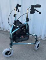 NOVA 3-Wheel Rollator Walker, Pair of Stackable Mesh Patio Chairs, Live Edge Wood Wall Clock - 4
