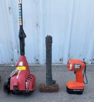 Homelite Gas String Trimmer, Chicago Electric 1/2" Drill, Blitz Gas Cans, B&D Work Light, Tools - 4