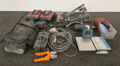 Makita BHP451 Drill, USA Vise, BMW GS20 ECU, Hilti & Ryobi Chargers - Mixed Lot