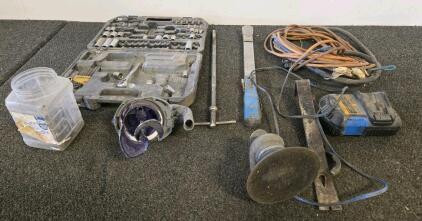 Large Lot: DeWalt Charger, Socket/Ratchet Set, Sander, Torque Wrench, Hand & Power Tools