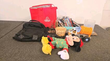 Mixed Household Lot &ndash; Backpack, DVDs, Minnie Mouse Plush, Reed&rsquo;s Dairy Bag, Toys & Decor
