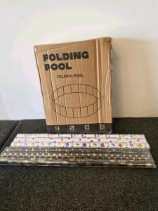 Folding Pool, Wear-Resistant Cold-Resistant, 48" Diameter, 6 Wrapping Paper Rolls, Birthday/Holiday
